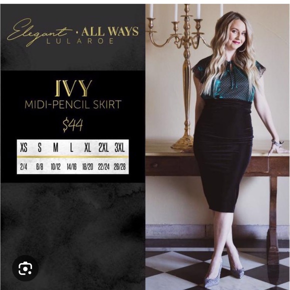 Lularoe Ivy Elegant Midi Pencil Skirt size XLNWT - solid black - Picture 1 of 4